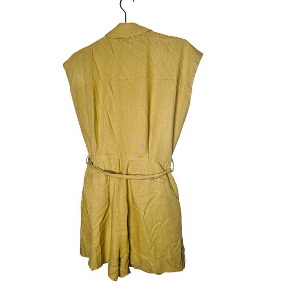 TOCCIN X RTR Khaki Brown Linen Blend Belted Utility Sarong Romper Size 10 - Picture 5 of 16